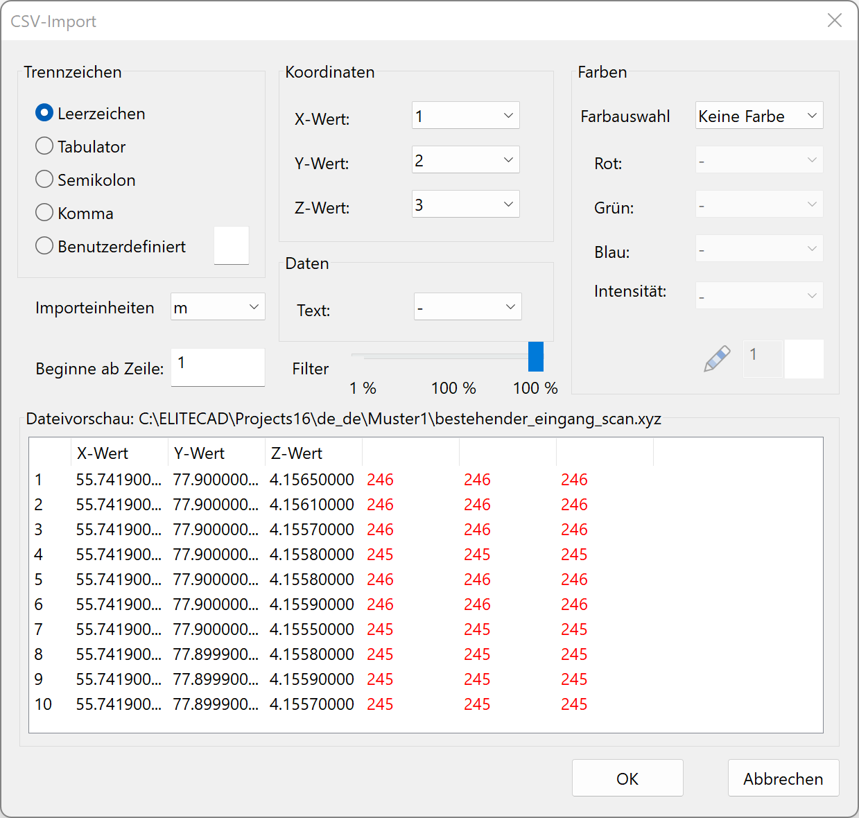 import-point-cloud-menu