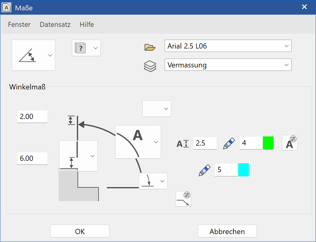 dimension-angle-parameter-menu