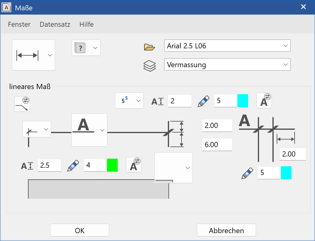 dimension-linear-parameter-menu