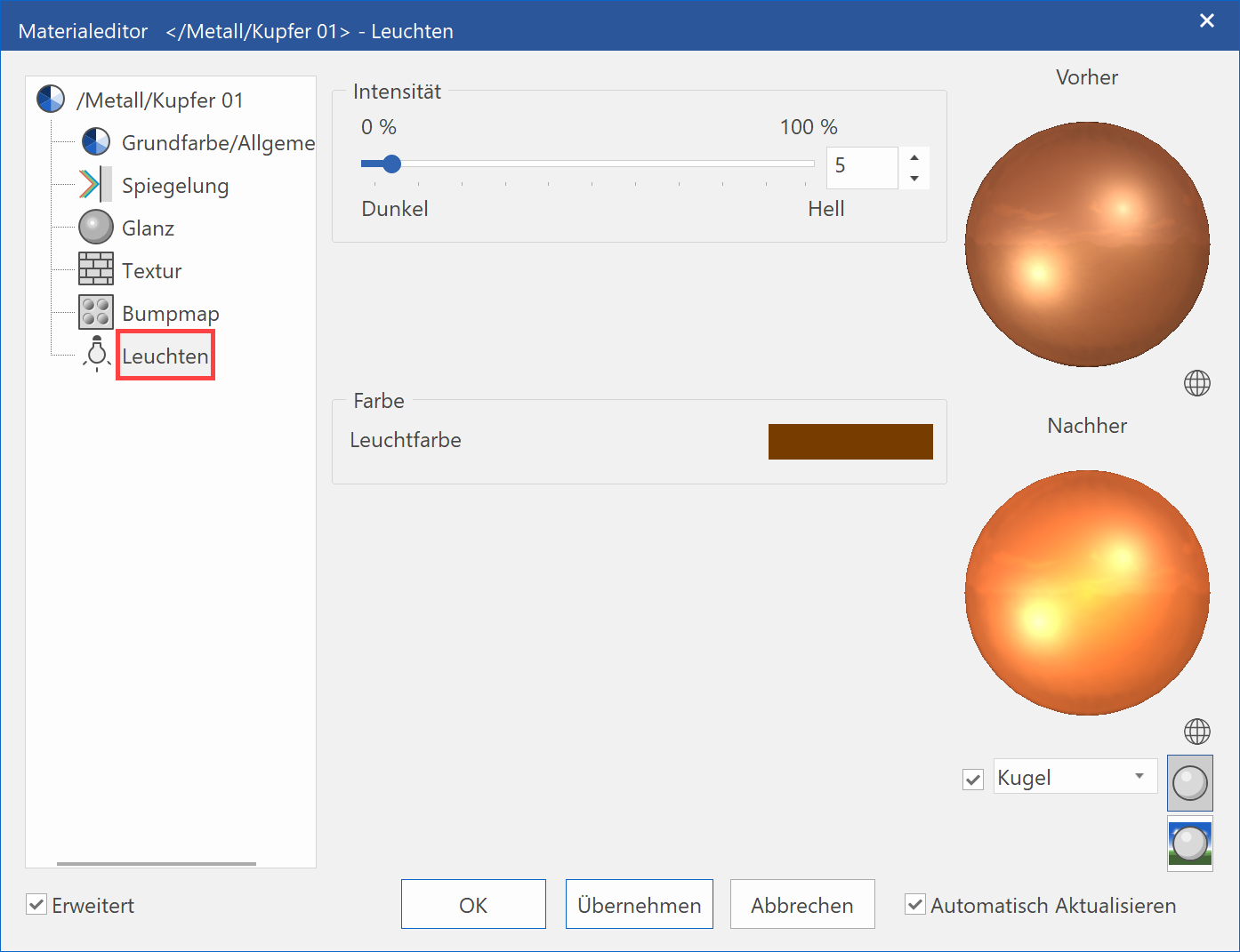 illumination-parameters-menu