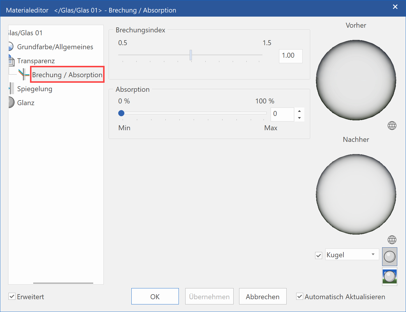 transparency-refraction-parameter-menu