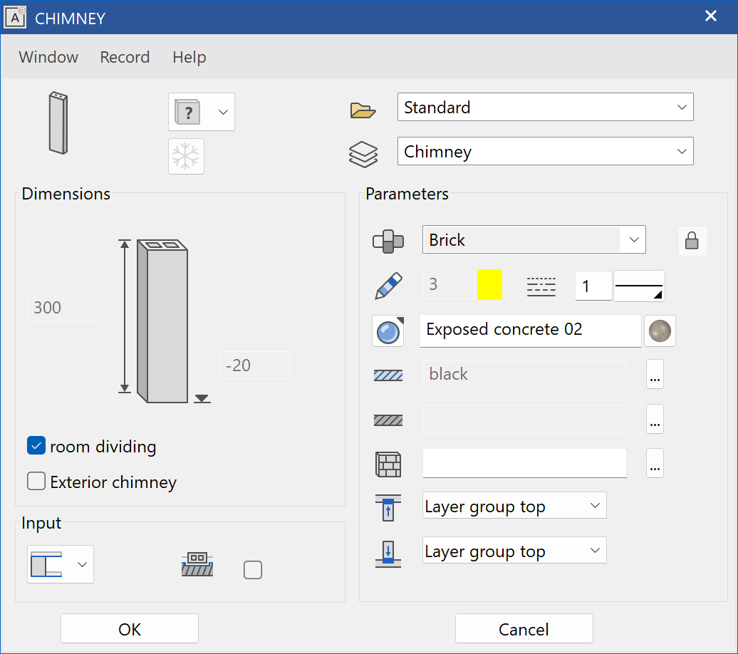 chiminey-parameter-menu