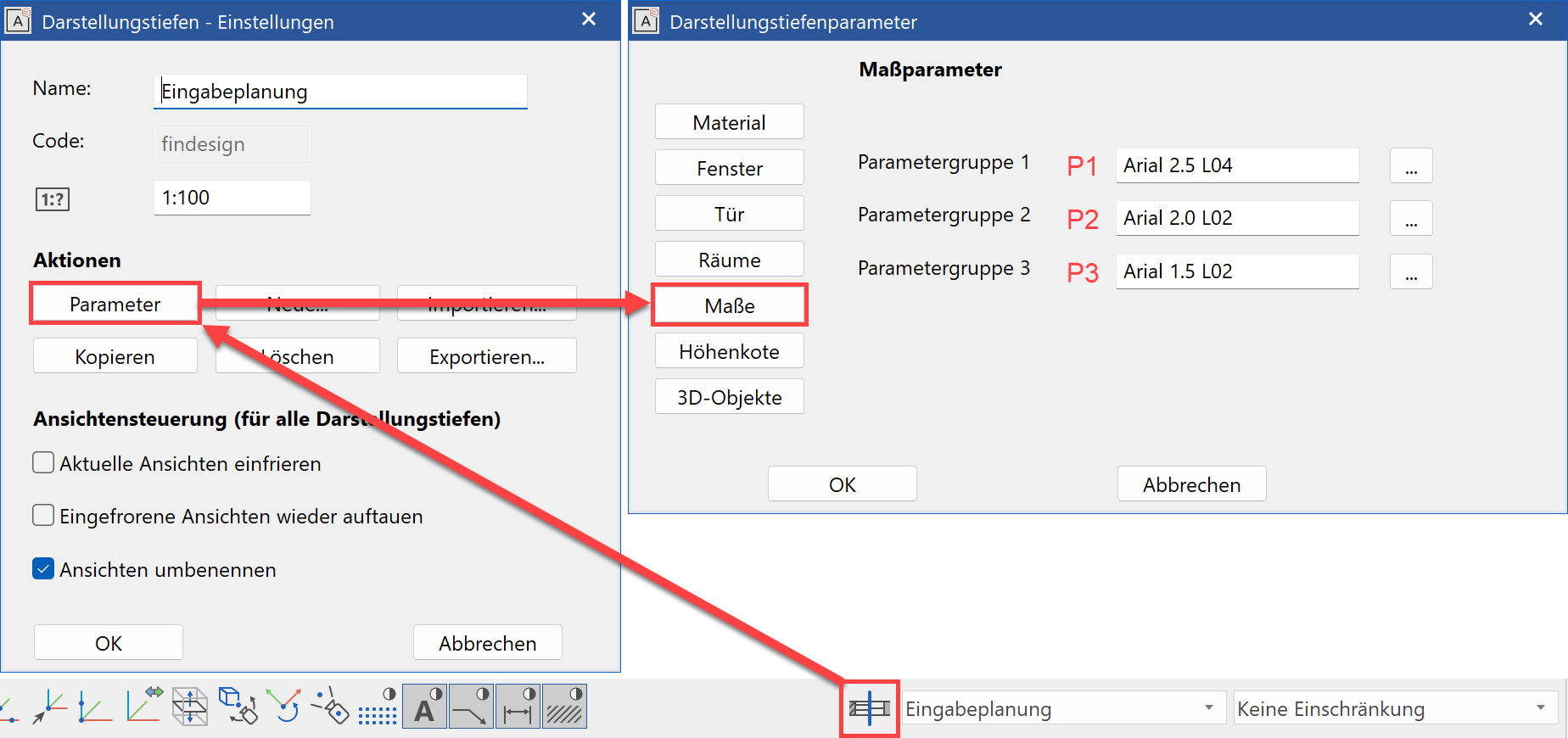 dimension-parameter-group-settings