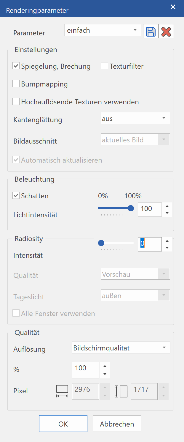 rendering-parameter-menu