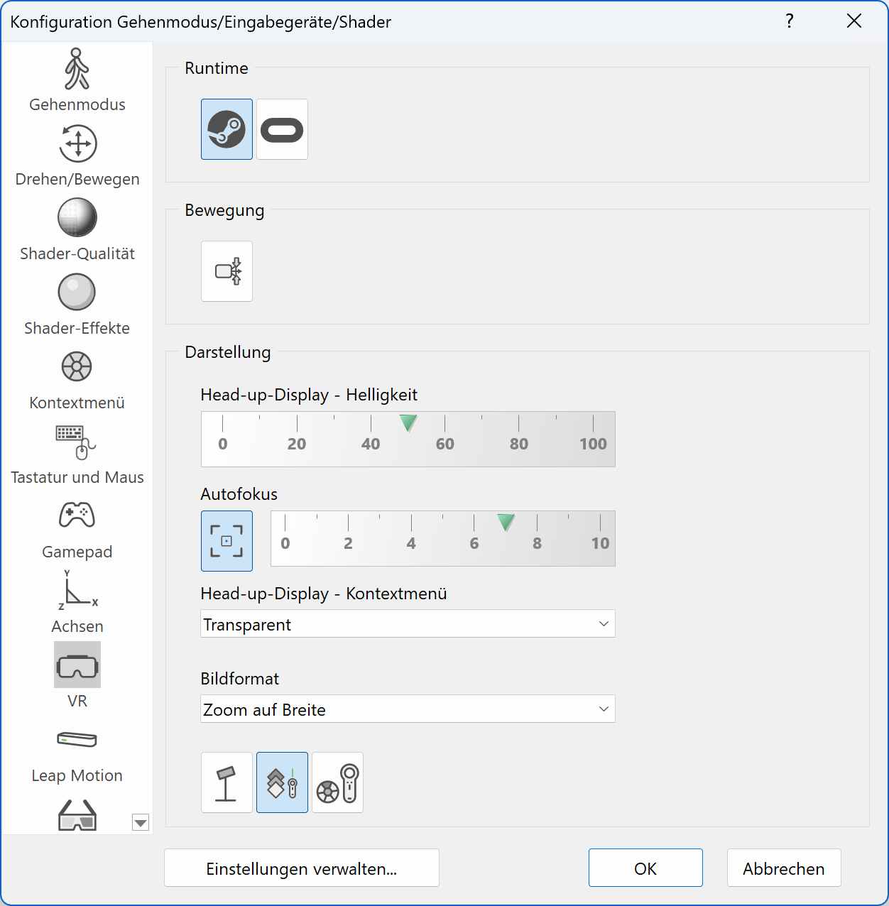walking-mode-parameter-menu-steam