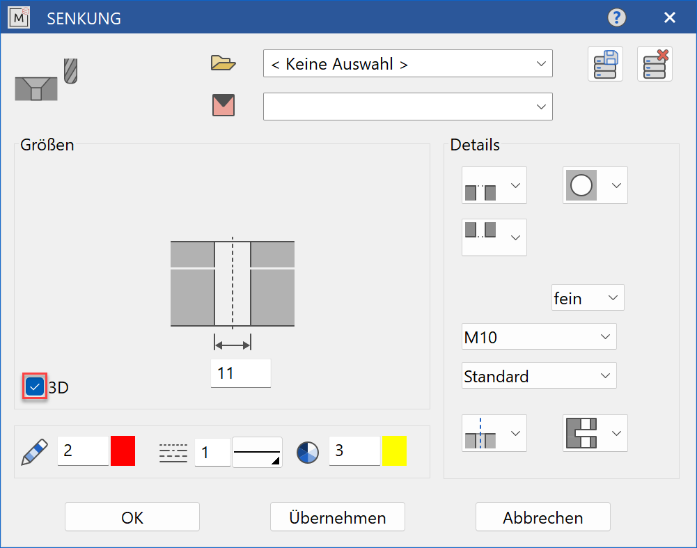 sinking-bores-parameter-menu-3d
