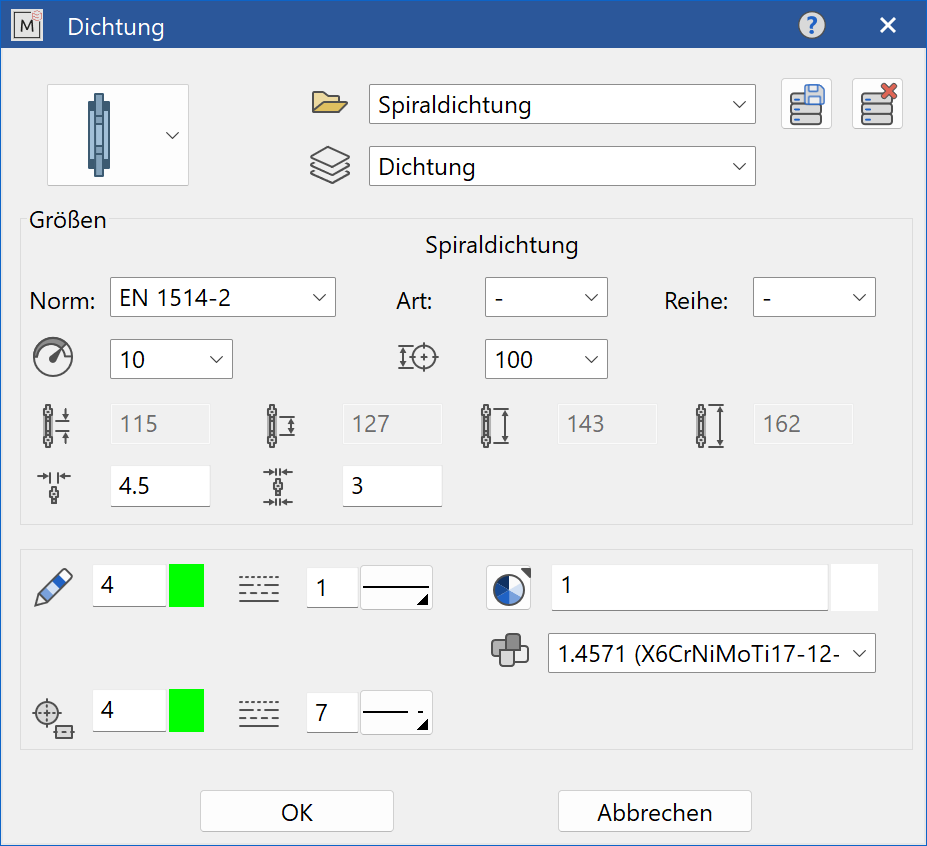 gasket-parameter-menu
