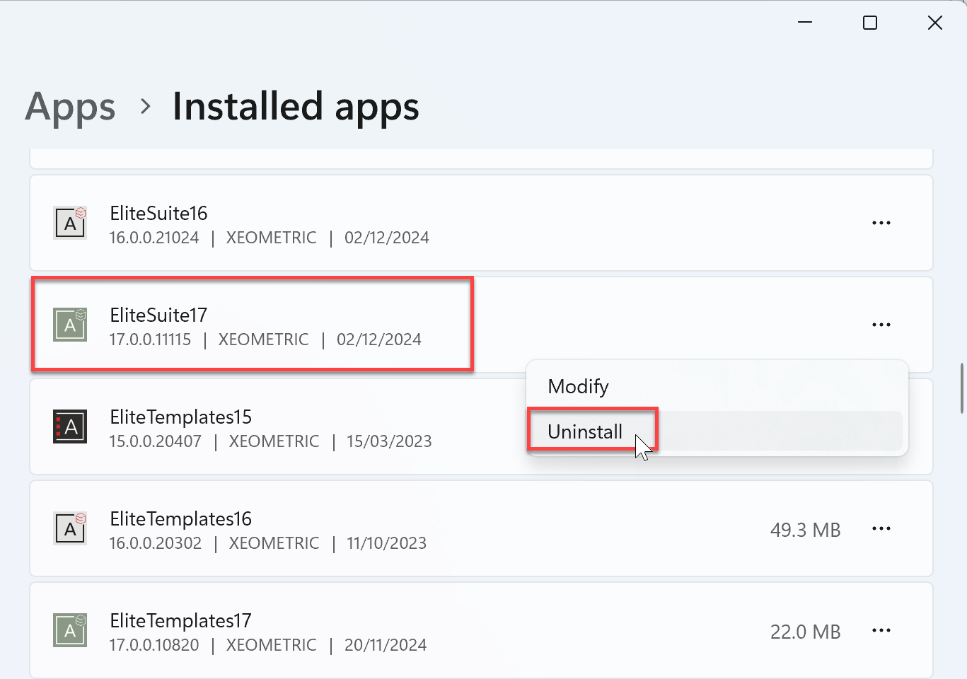 uninstall