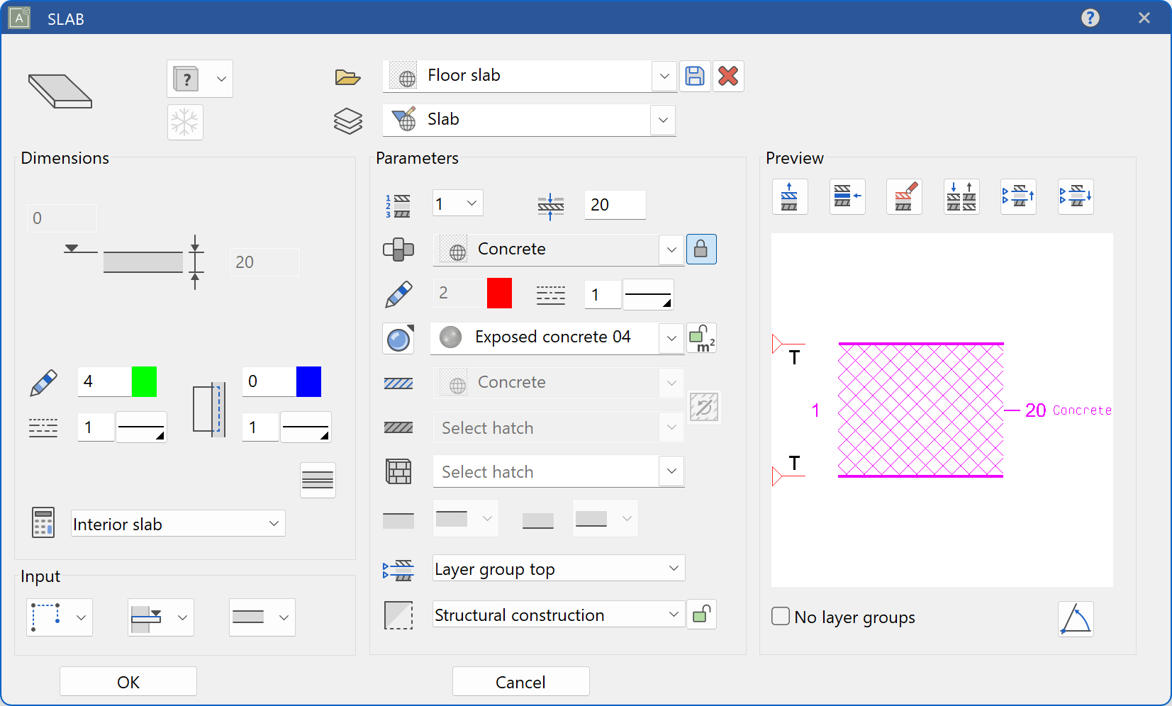 slab-parameter-menu