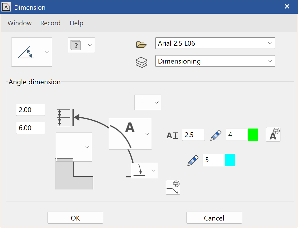 dimension-angle-parameter-menu