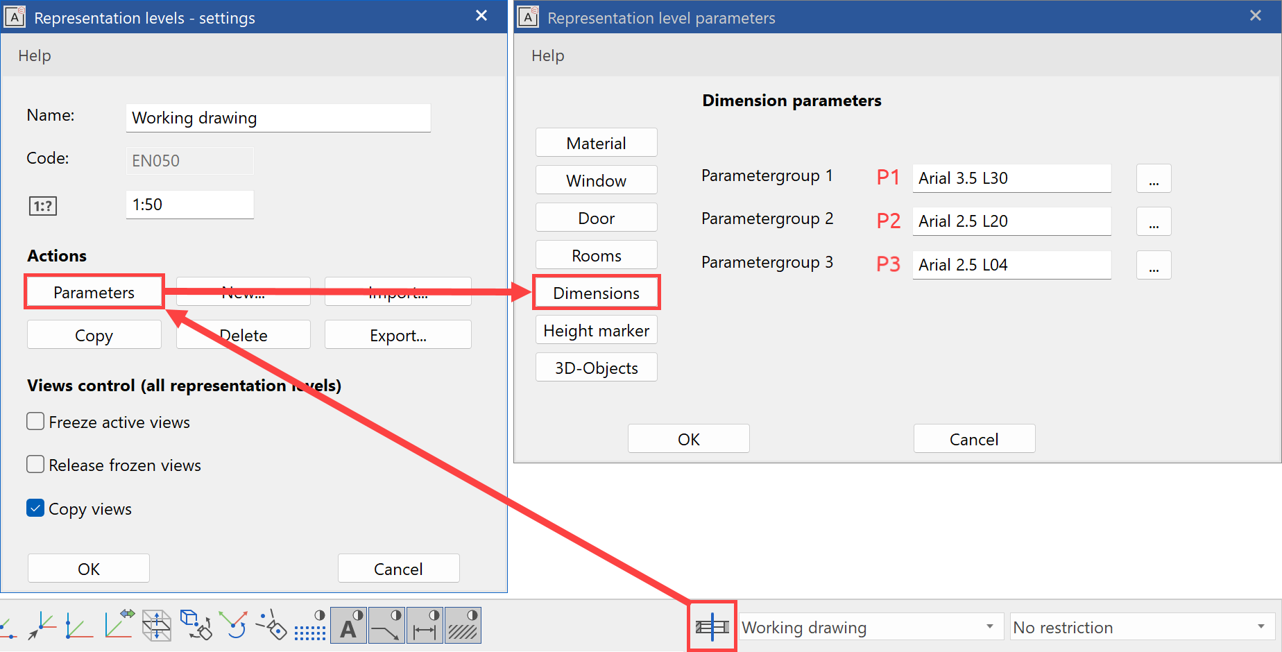 dimension-parameter-group-settings