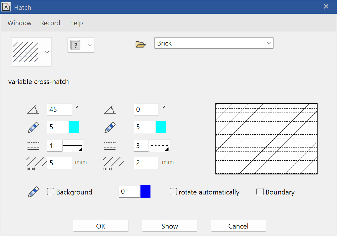 variable-cross-hatch-parameters