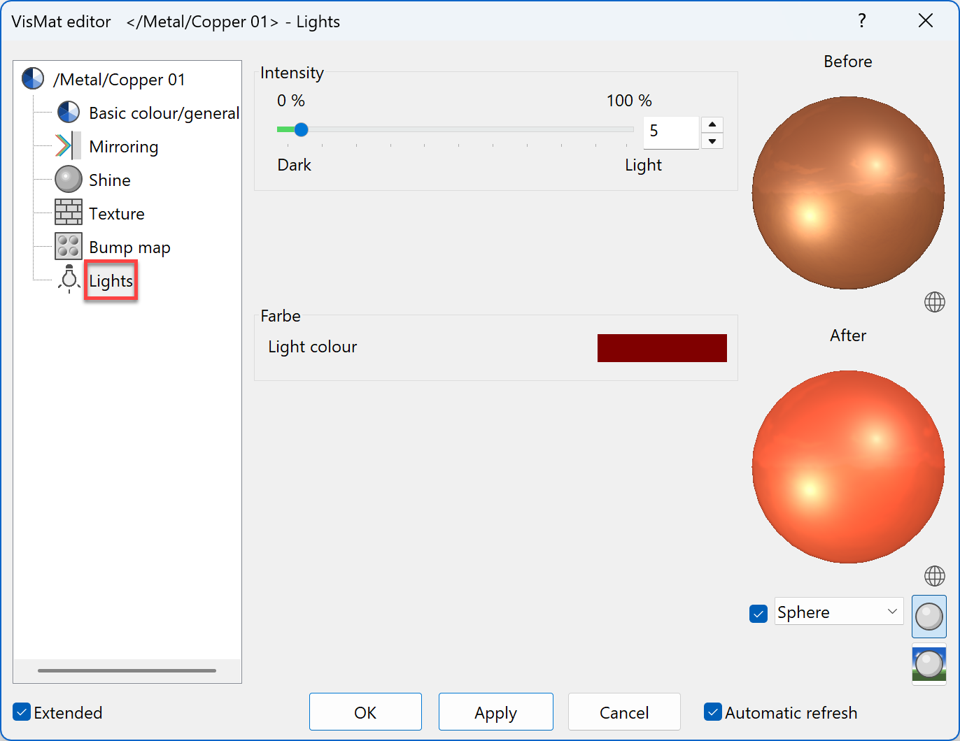 illumination-parameters-menu