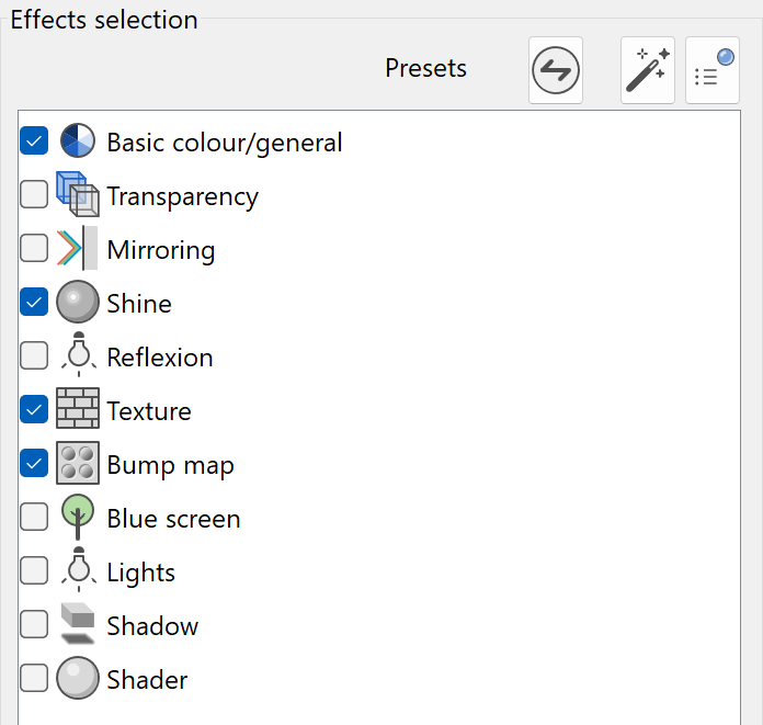 material-editor-effects-selection