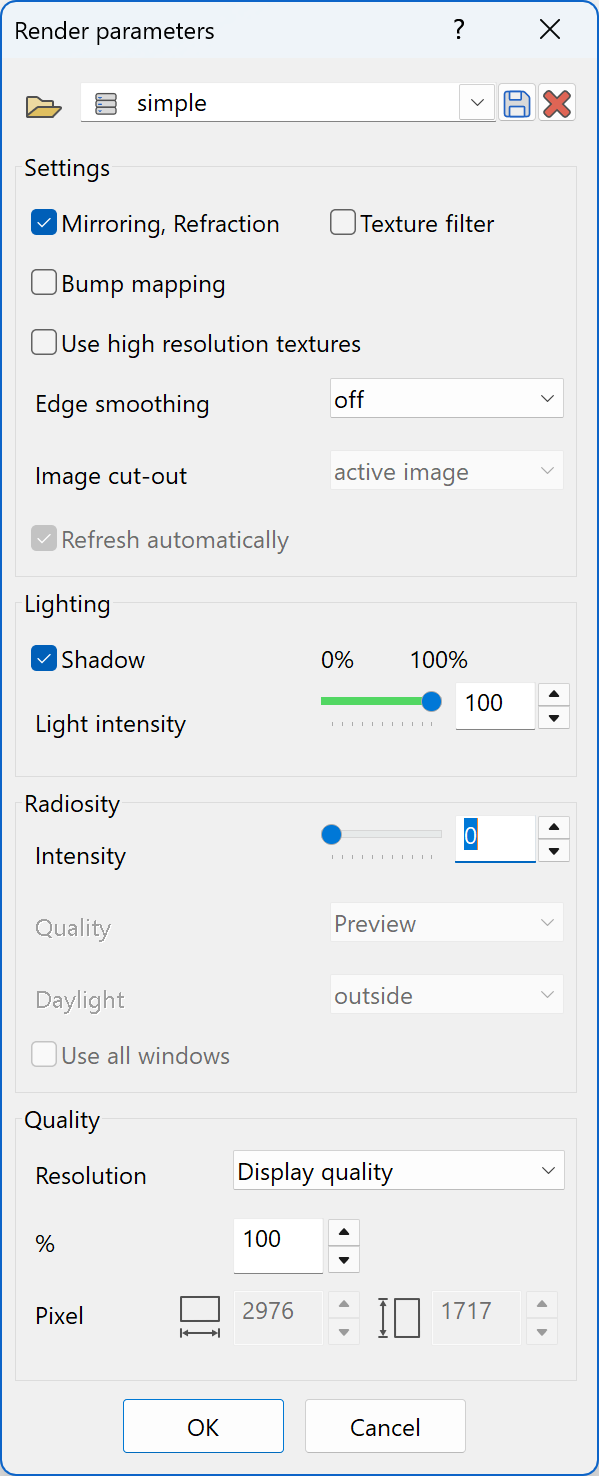 rendering-parameter-menu