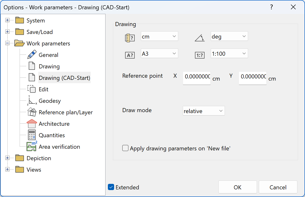 work-parameters-cad-start-menu