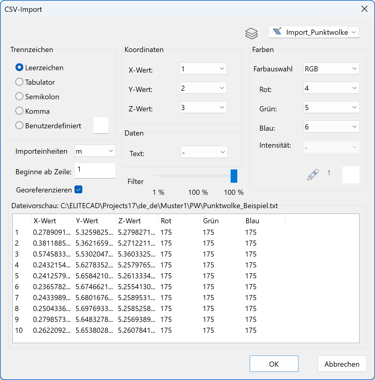 import-point-cloud-menu