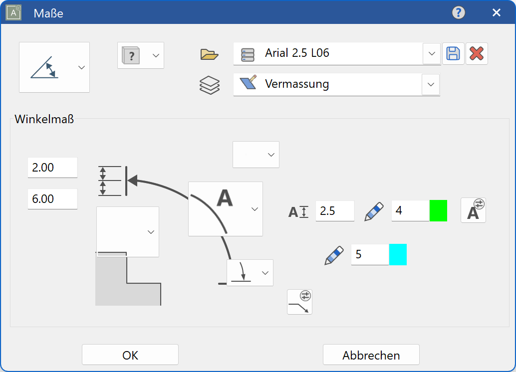 dimension-angle-parameter-menu