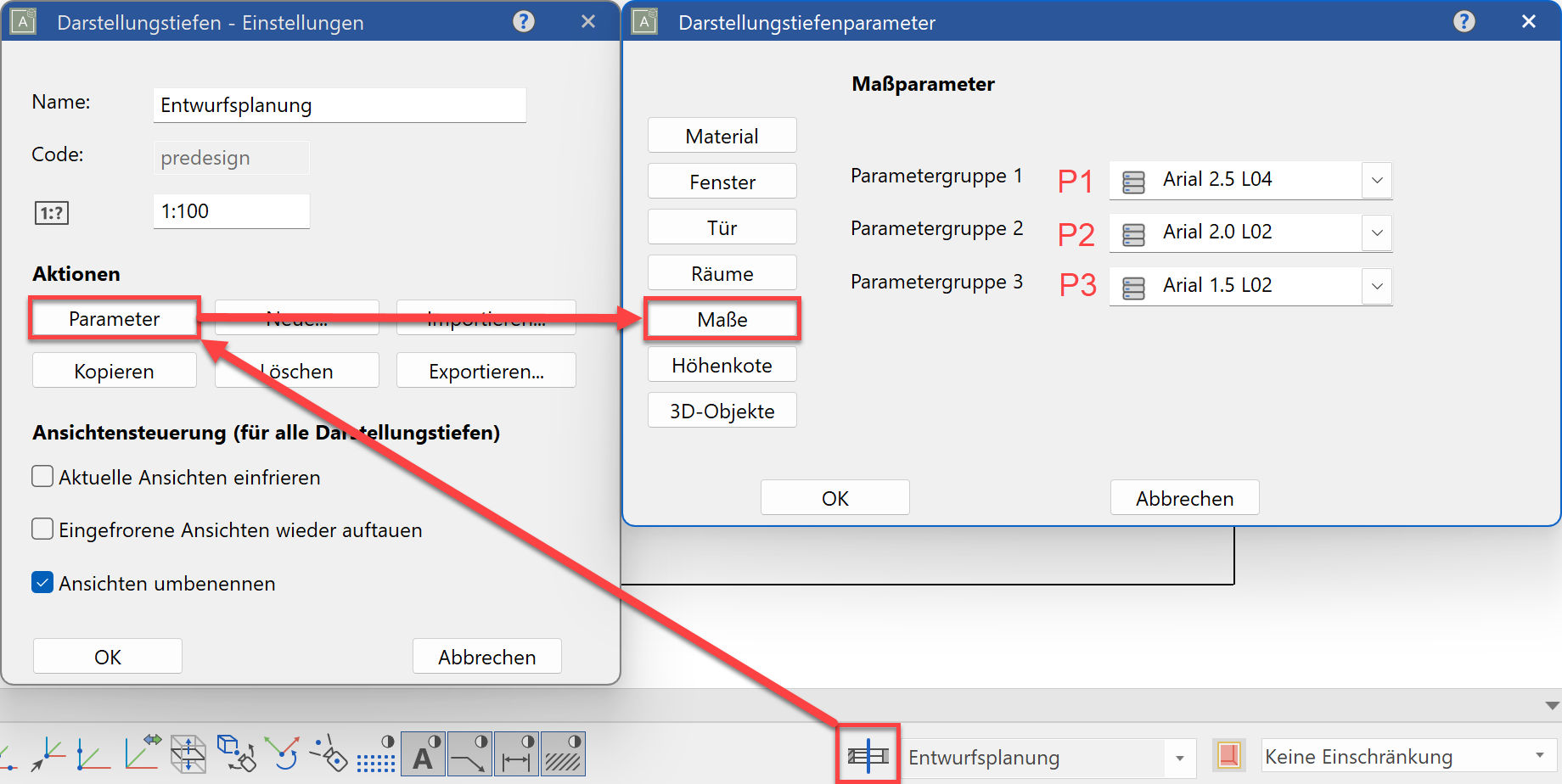 dimension-parameter-group-settings