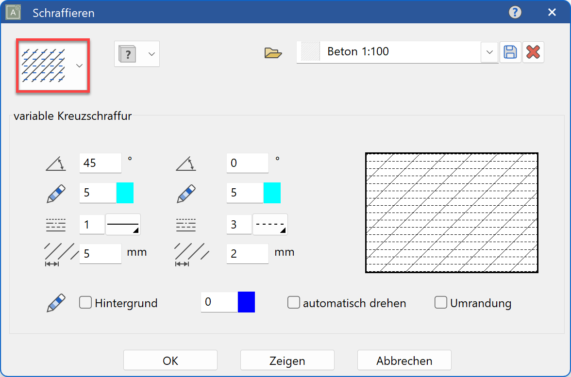 variable-cross-hatch-parameters