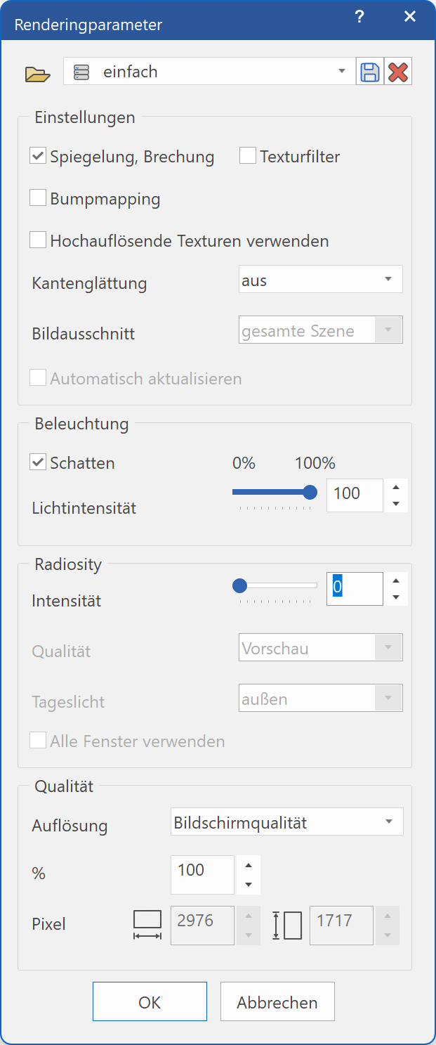 rendering-parameter-menu