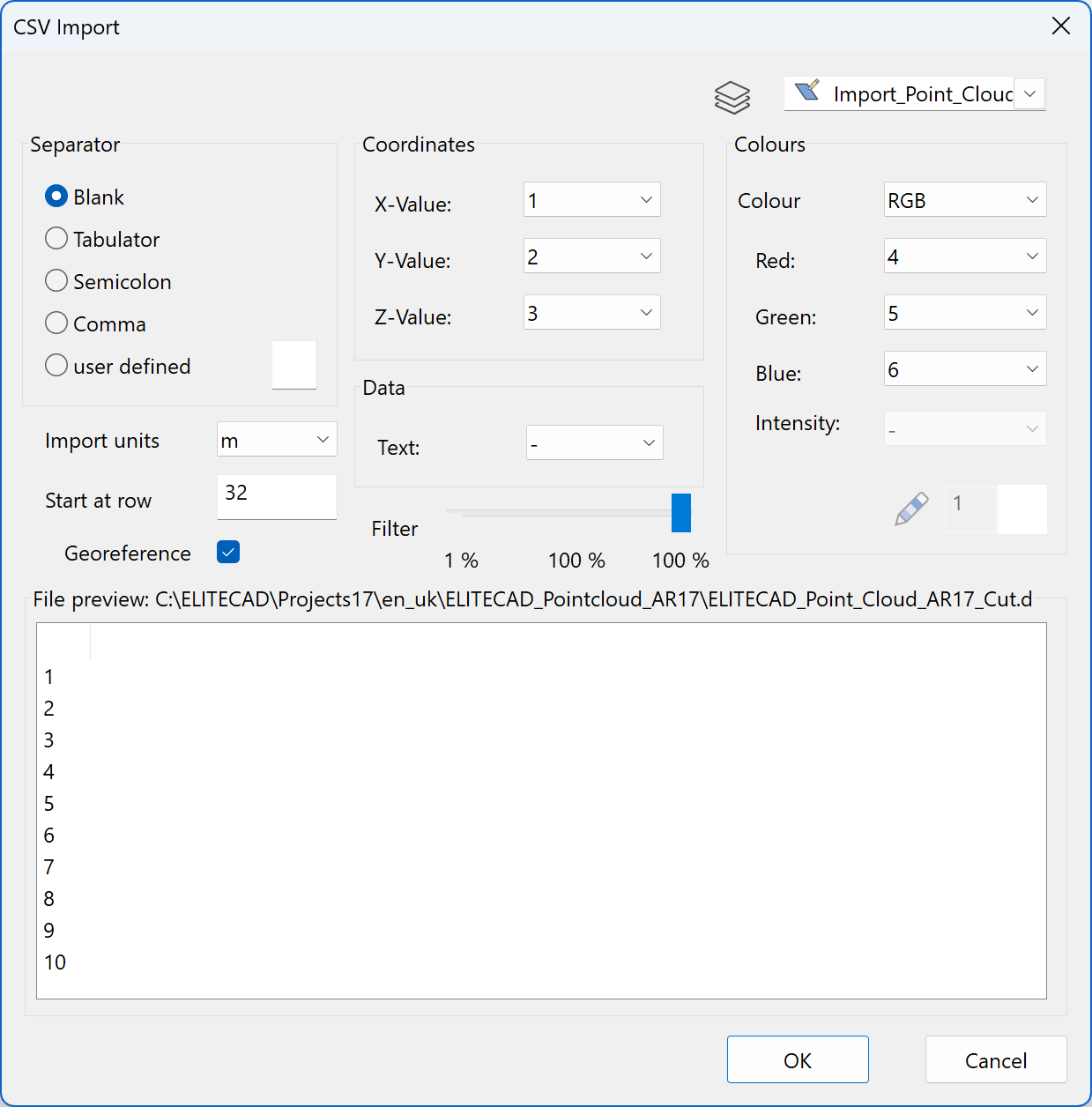 import-point-cloud-menu