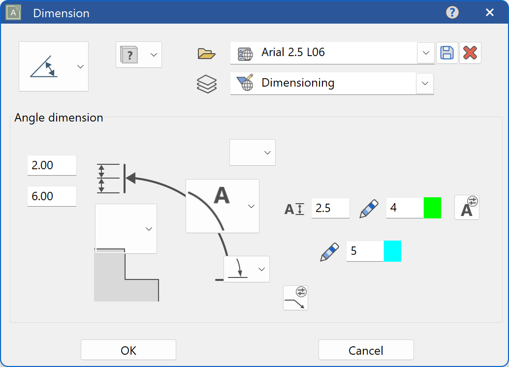 dimension-angle-parameter-menu