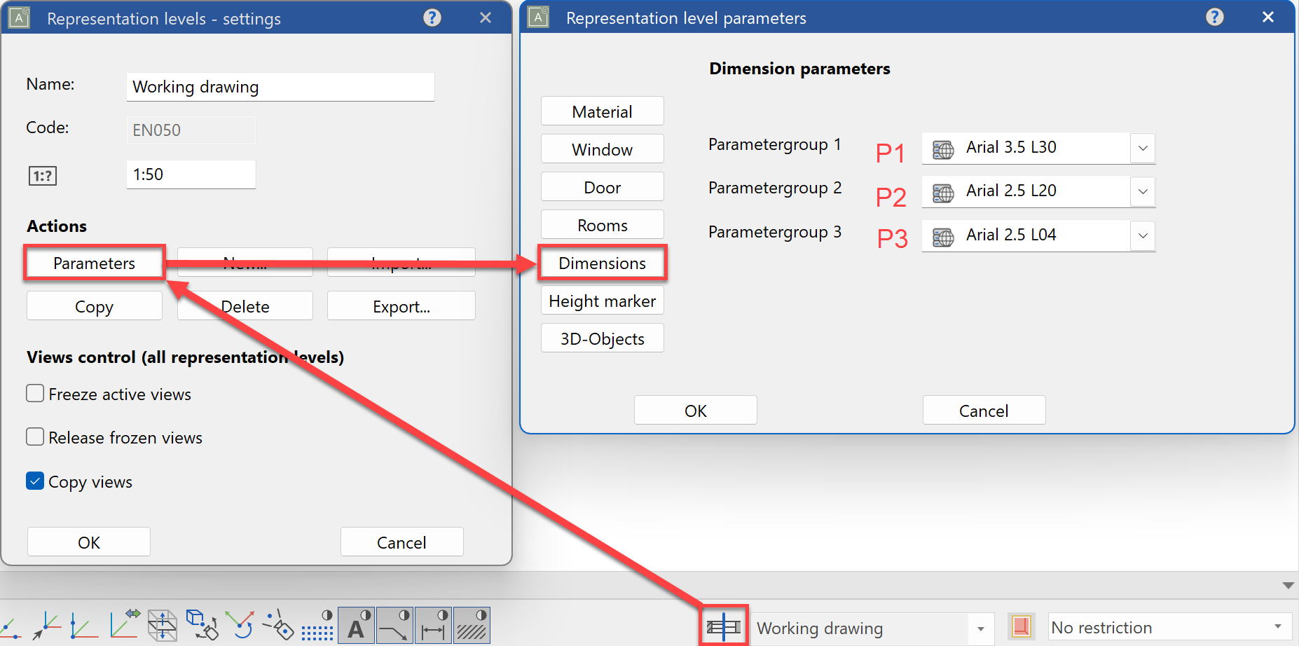 dimension-parameter-group-settings