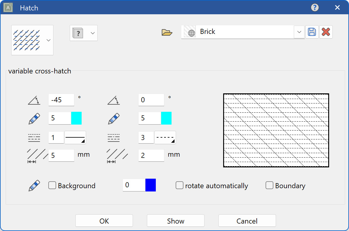 variable-cross-hatch-parameters