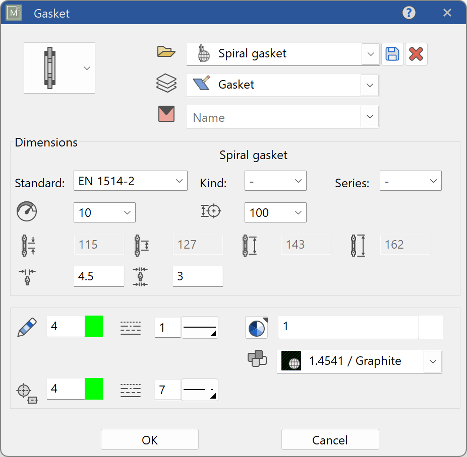 gasket-parameter-menu
