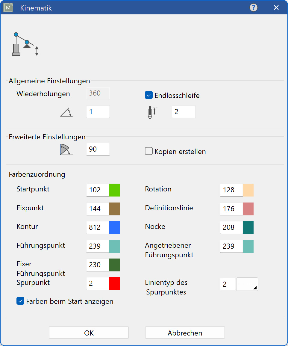 kinematic-parameter-menu