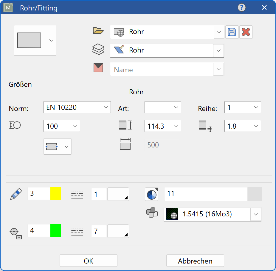fittings-parameter-menu