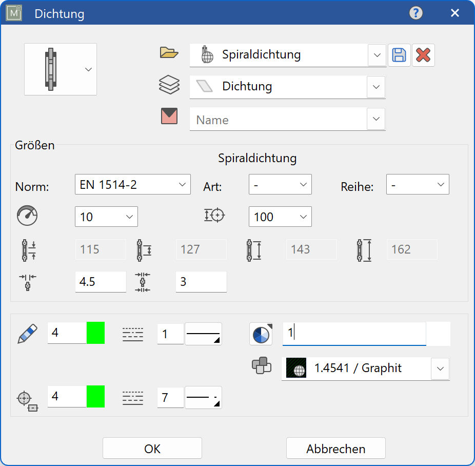 gasket-parameter-menu